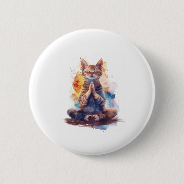 Katzen-Yoga-Meister Button (Vorderseite)