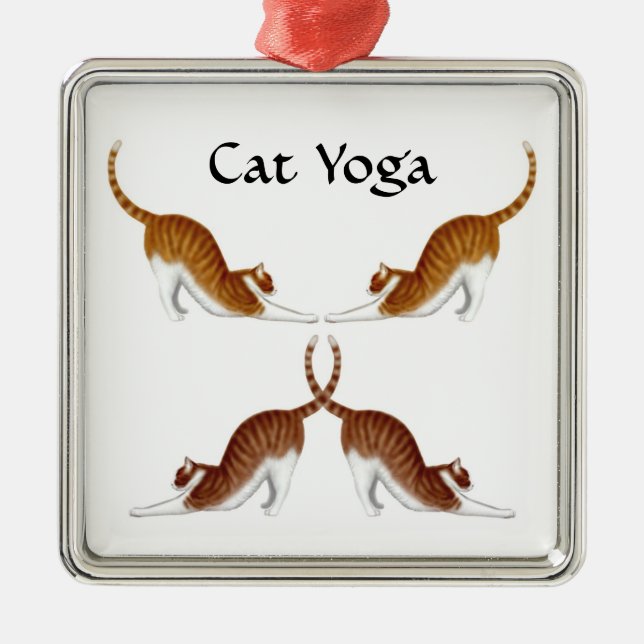 Katzen-Yoga-Pose-Verzierung Ornament Aus Metall (Vorne)