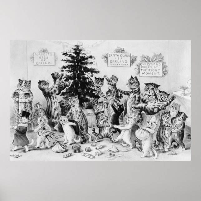 Katzen zu Weihnachten Louis Wain Poster (Vorne)