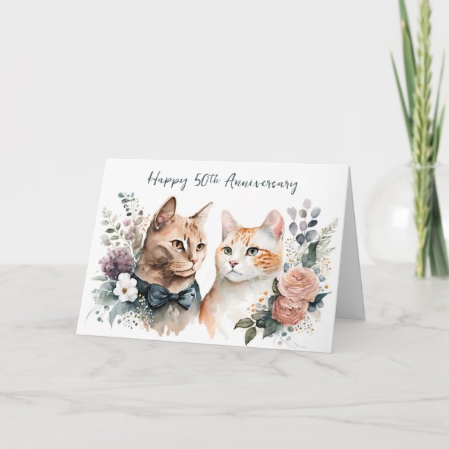 Katzen zum 50. Hochzeitstag Karte (Vorderseite)