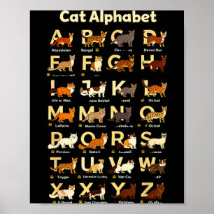 Katzenalphabet lustiger Katzenliebhaber Lehrer Vib Poster