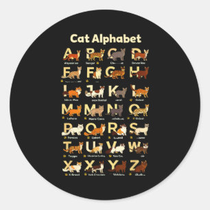 Katzenalphabet lustiger Katzenliebhaber Lehrer Vib Runder Aufkleber