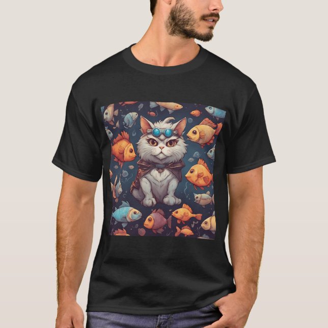 Katzenangeln T-Shirt (Vorderseite)