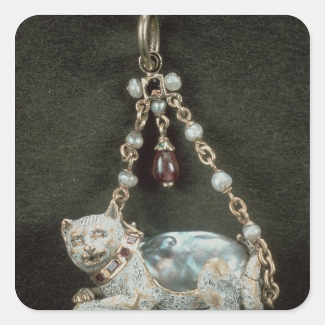 Katzenanhänger der Renaissance Quadratischer Aufkleber (Vorderseite)