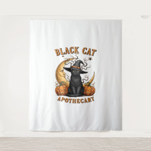 Katzenapothecary - Halloween Witchy Moon & Pum Wandteppich