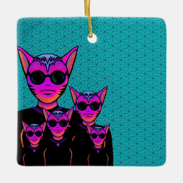 Katzenartiger Charakter Keramikornament (Vorderseite)