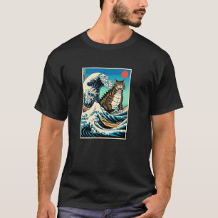 Katzenartikel, Ukiyo-e-Stil, Große Welle vor Kanag T-Shirt