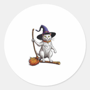 Katzenassistent Halloween Hexenkatze Mystische Kat Runder Aufkleber