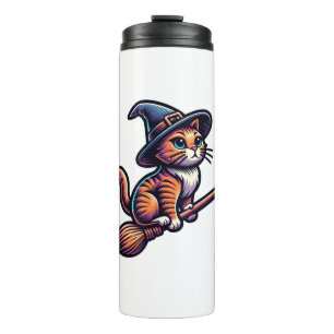 Katzenassistent Halloween Hexenkatze Mystische Kat Thermosbecher