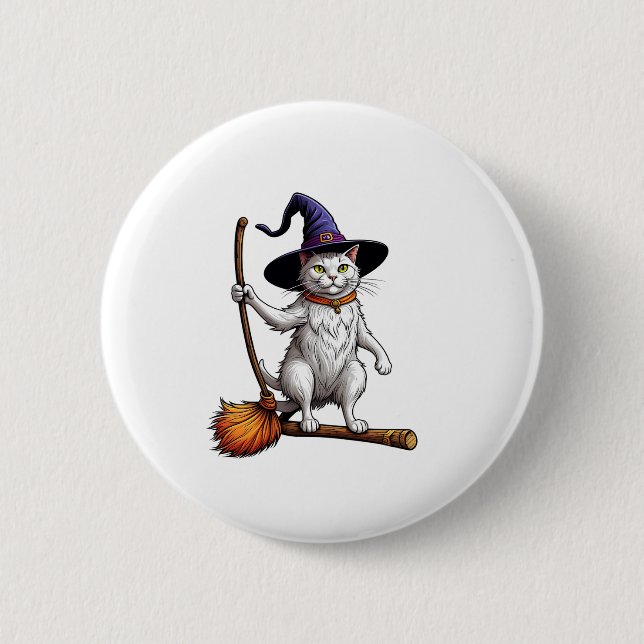 Katzenassistent Halloween Hexenkatzen - Katzenlieb Button (Vorderseite)