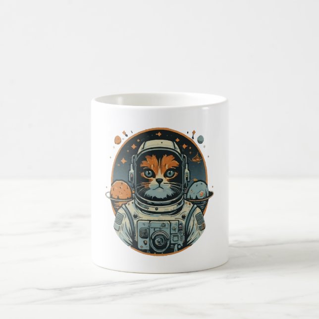 Katzenastronaut auf Asteroiden Kaffeetasse (Mittel)