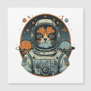 Katzenastronaut auf Asteroiden Magnetkarte