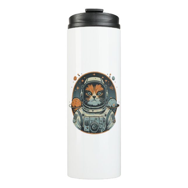 Katzenastronaut auf Asteroiden Thermosbecher (Vorderseite)