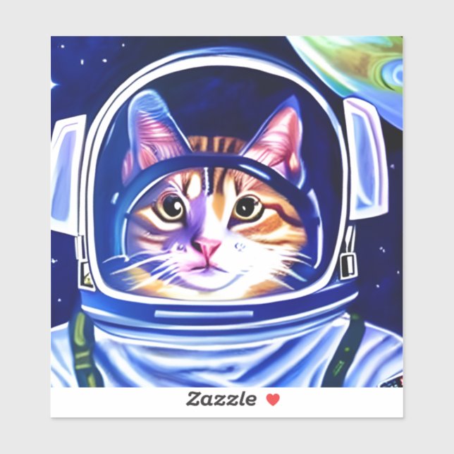 Katzenastronaut im Weltraum Aufkleber (Blatt)