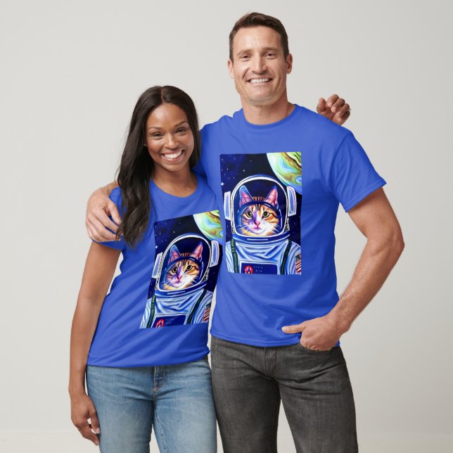 Katzenastronaut im Weltraum T-Shirt (Unisex)