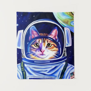 Katzenastronaut im Weltraum Wandteppich
