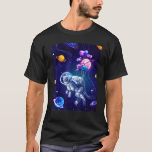 Katzenastronaut in der Galaxie-Grafik T-Shirt