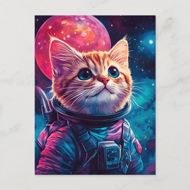 Katzenastronautenraum Einladungspostkarte (Vorderseite)