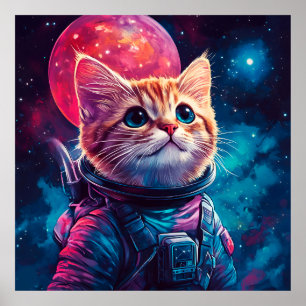 Katzenastronautenraum Poster