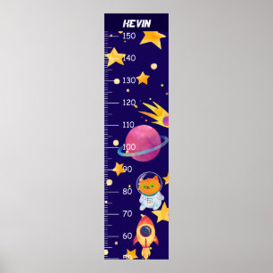 Katzenastronautin in der Weltraumwachstumskarte Poster