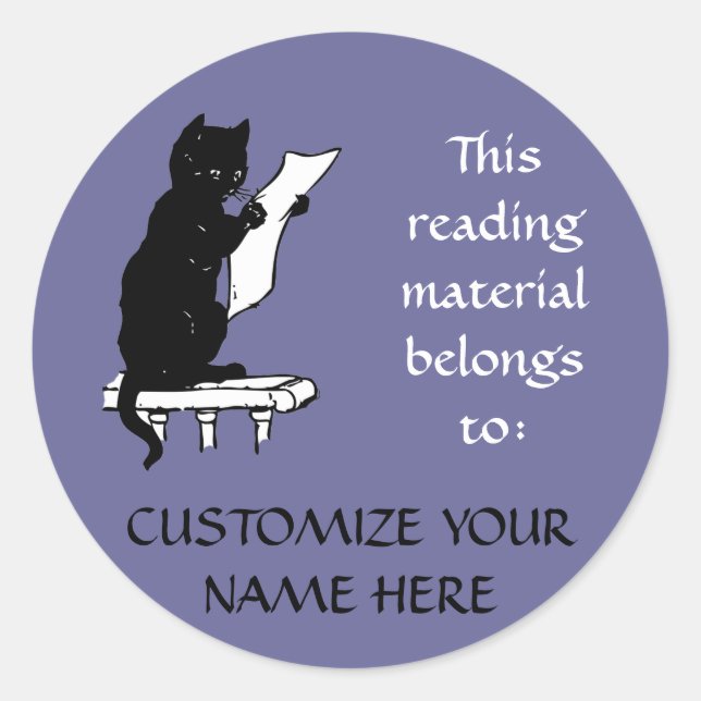 Katzenaufkleber lesen in Denim Blue Runder Aufkleber (Vorderseite)