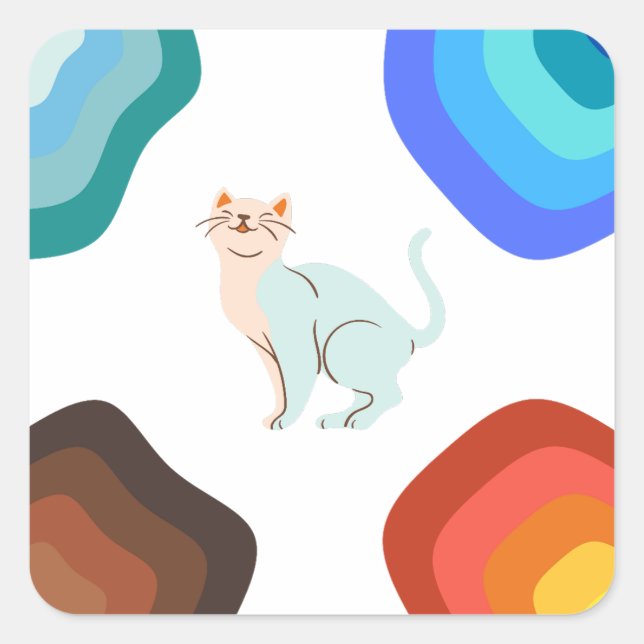 Katzenaufkleber Quadratischer Aufkleber (Vorderseite)