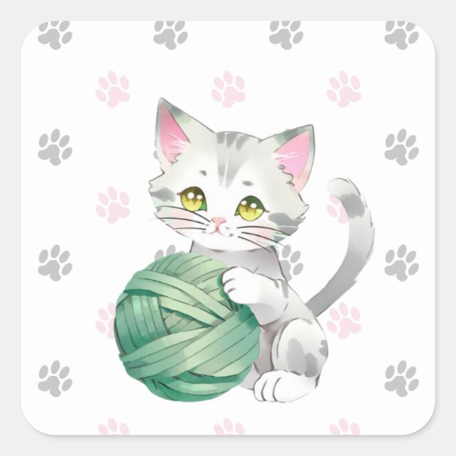 Katzenaufkleber Quadratischer Aufkleber (Vorderseite)