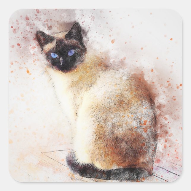 Katzenaufkleber Quadratischer Aufkleber (Vorderseite)