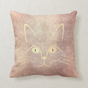 Katzenauge Augen Foxier Gold Rosa Rosenrot Rose Bl Kissen