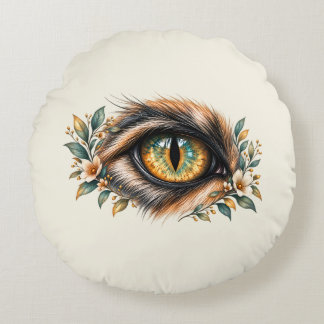 Katzenauge Botanische Kunst Rundes Kissen