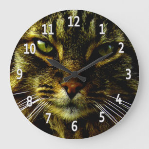 Katzenaugen, die gerahmtes Foto Hypnotizing sind Große Wanduhr