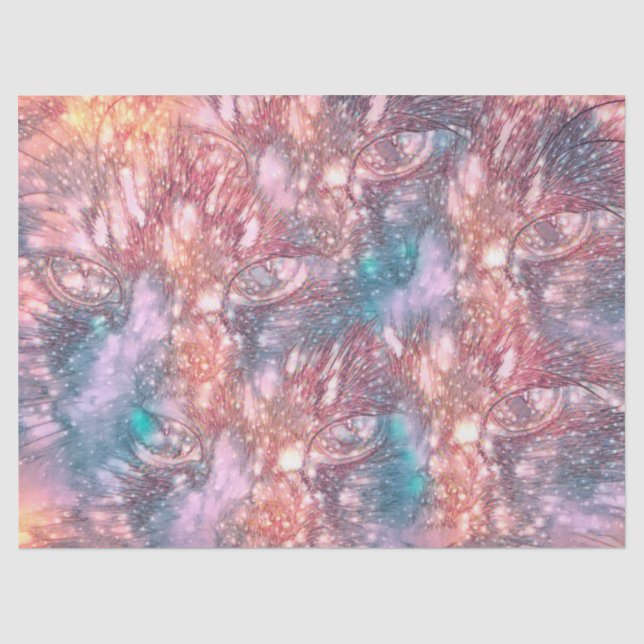 Katzenaugen farbenfroh rosa Aquamarine Elegante Ch Seidenpapier (Vorderseite)