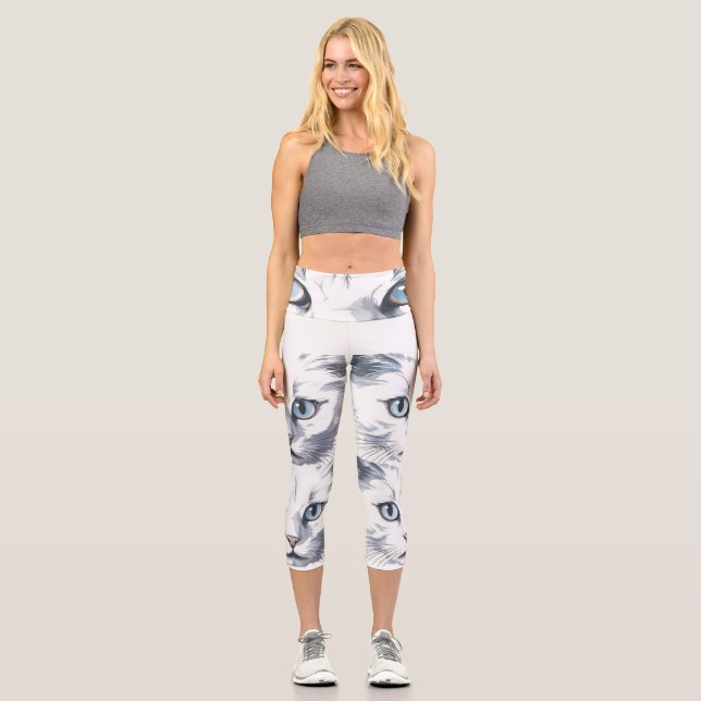 Katzenaugen Hoher Katzenkapsel Capri Leggings (Vorderseite)