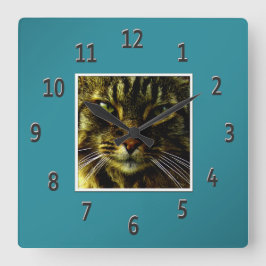 Katzenaugen Hypnotisierung Aquamarinen Gerahmten F Quadratische Wanduhr