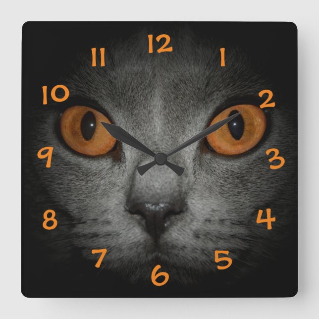 Katzenaugen Quadratische Wanduhr (Vorderseite)