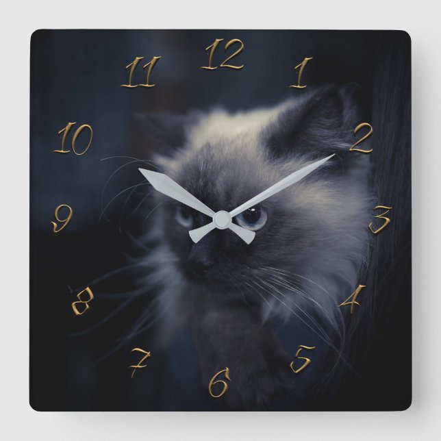 Katzenaugen Quadratische Wanduhr (Vorderseite)