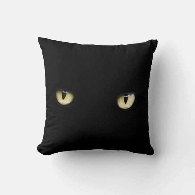 Katzenaugen-Wurfs-Kissen Halloweens schwarzes Kissen (Vorderseite)