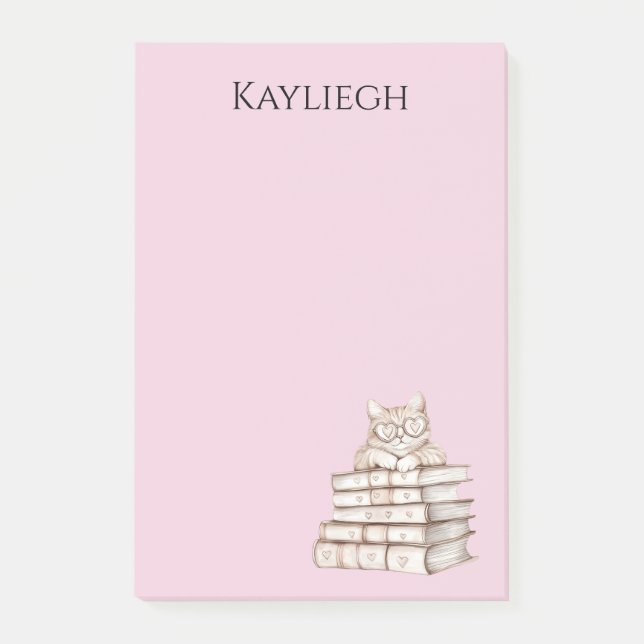 Katzenaugenbrille Bücher Post-it Klebezettel (Vorderseite)