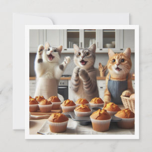 Katzenbacken, Backen Party Einladung, Katzenkarte Einladung