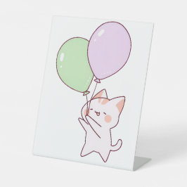 Katzenballon zeichnend sockelschild