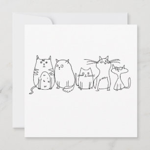 Katzenbande Line Art Cartoon-Illustration Einladung