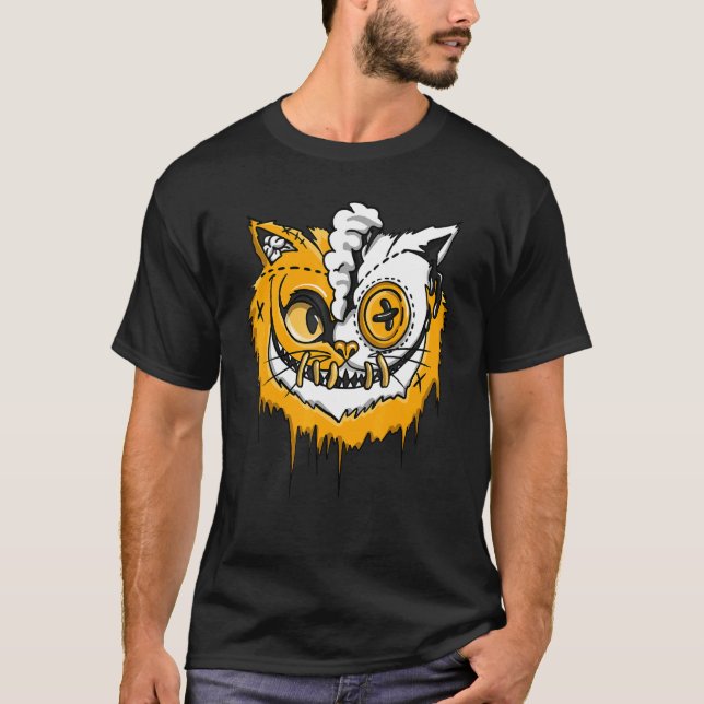 Katzenbattle OG Gelber Zehn 1s Matching T-Shirt (Vorderseite)