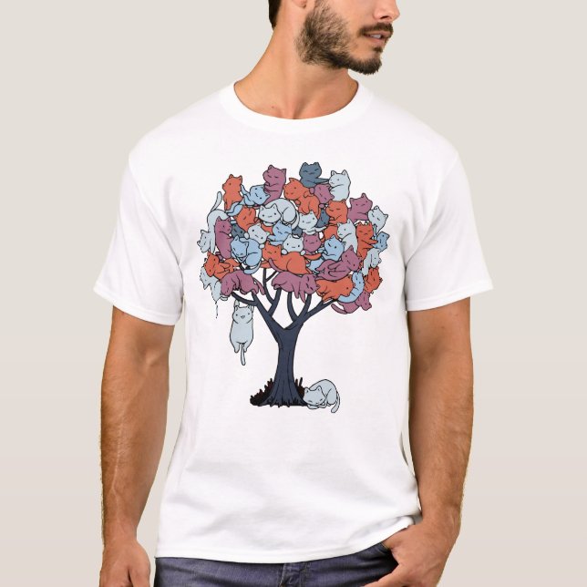 Katzenbaum Katze Cooler Winterbaum Katze Lover T-Shirt (Vorderseite)