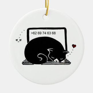 Katzenbett für Laptops (Tuxedo - Schwarz & Weiß) Keramikornament