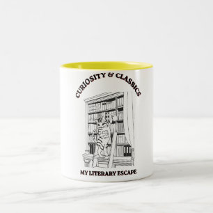 Katzenbibliothekar Ästhetik-Kunstposter  Zweifarbige Tasse