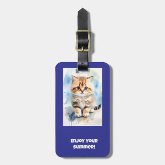 Katzenbild Text Blau Gepäckanhänger