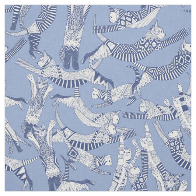 Katzenblau Party Stoff (Muster)