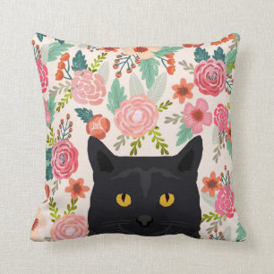 Katzenblumenkissen - Katzendamengeschenk der Kissen