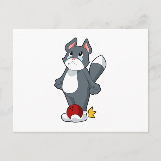 Katzenbowling Bowlingkugel Postkarte (Vorderseite)