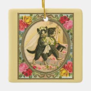 Katzenbräune und groom-gelbe Variante Keramikornament